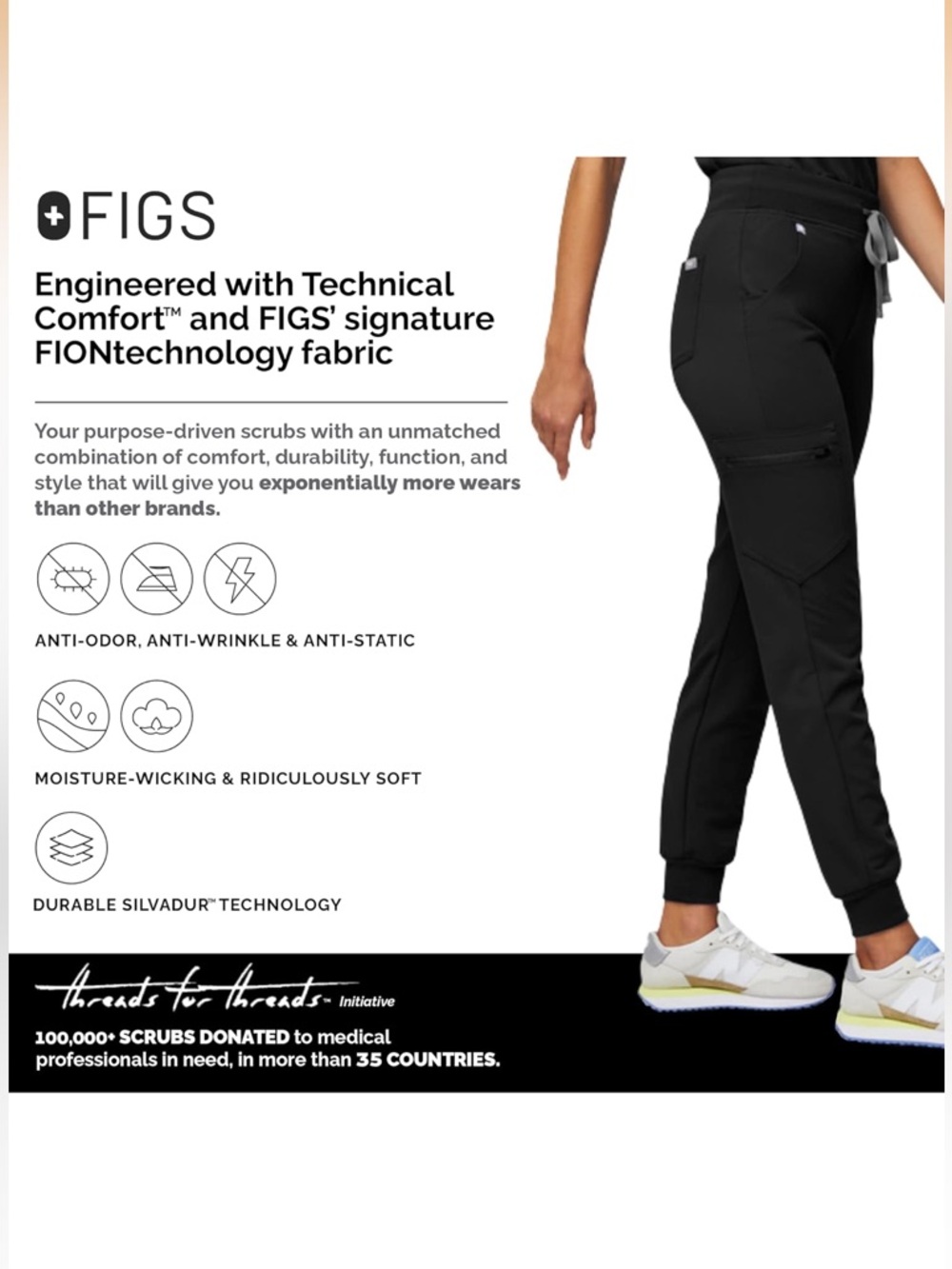 Women’s Black Figs Scrub Pants - Picture 5 of 8